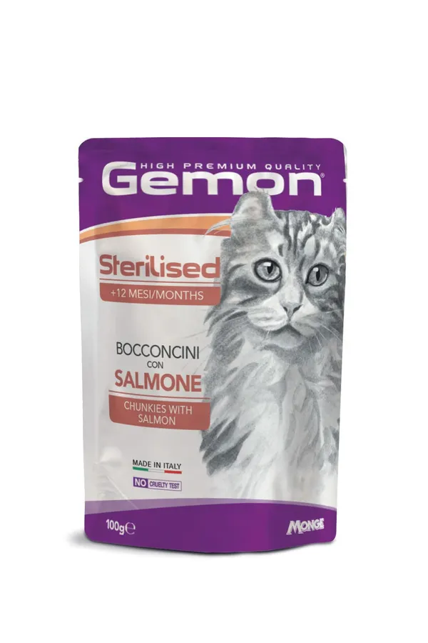 Gemon Bocconcini Alimento Umido per Gatti 100g – Bocconi in Salsa Completi e Gustosi
