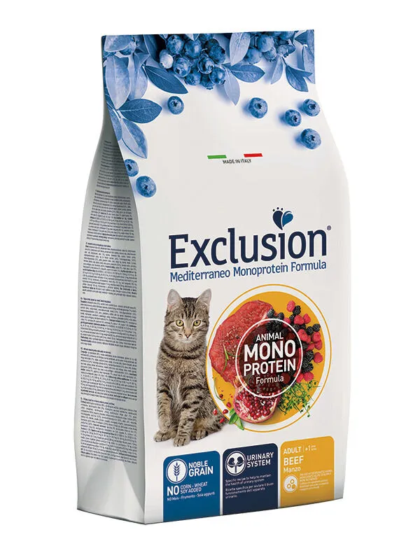Exclusion Mediterraneo Monoprotein Cat Adult Manzo – Crocchette Complete per Gatti Adulti al Manzo