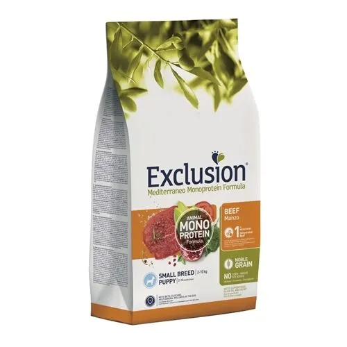 Exclusion Mediterraneo Monoprotein Small Breed Puppy Manzo – Crocchette Complete per Cuccioli di Taglia Piccola