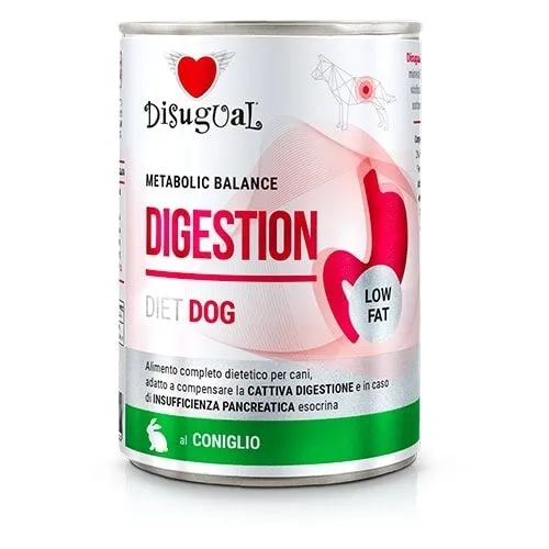 Disugual Metabolic Balance Digestion Low Fat 400g – Alimento Dietetico Umido per Cani con Cattiva Digestione e Insufficienza Pancreatica Coniglio